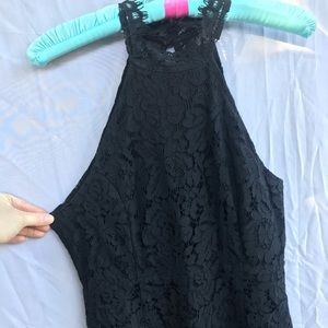 Black lace midi dress